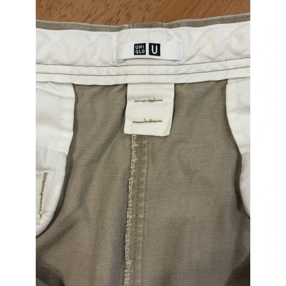 Uniqlo U Pants Mens 32 Khaki Chino Barrel Wide Leg Relaxed Loose Casual Utility